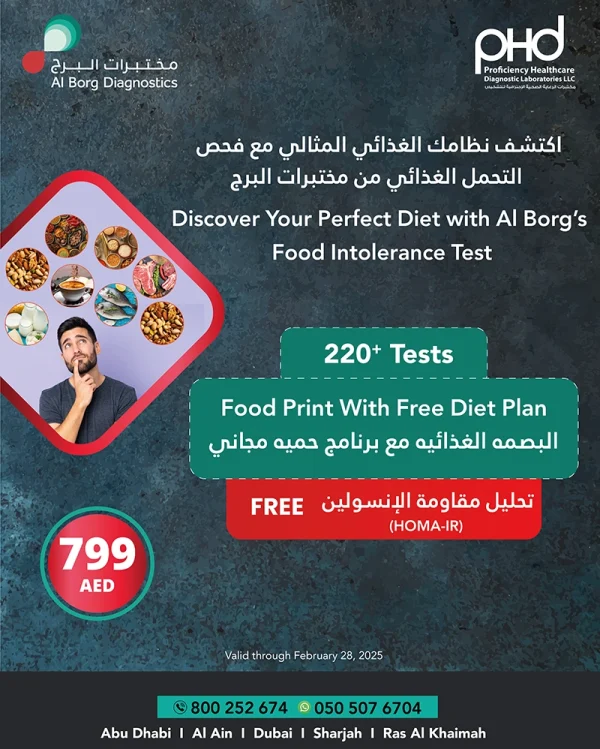 Food Print (Intolerance) + Homa IR ( Insulin Resistance ) + free diet plan.